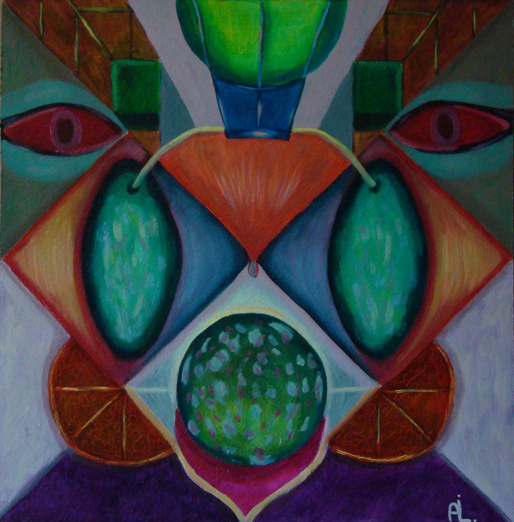 2022-17. Imagine 15.<br>40x39 cm. Olieverf op MDF. </br>