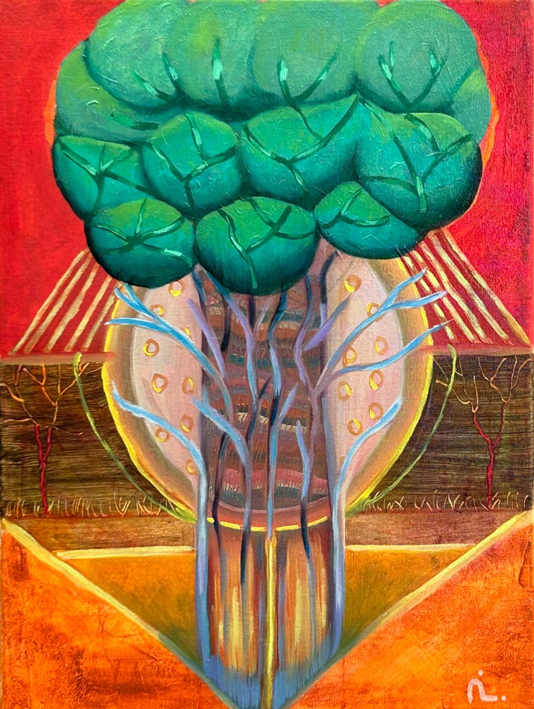 2022-20. In the Garden of Eden. <br>40x30 cm. Olieverf op doek.</br>