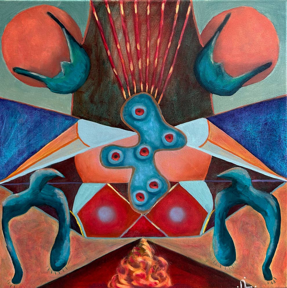2023-4. Cats. <br>40x40 cm. Olieverf op doek. <em>(Niet beschikbaar).</em></br>