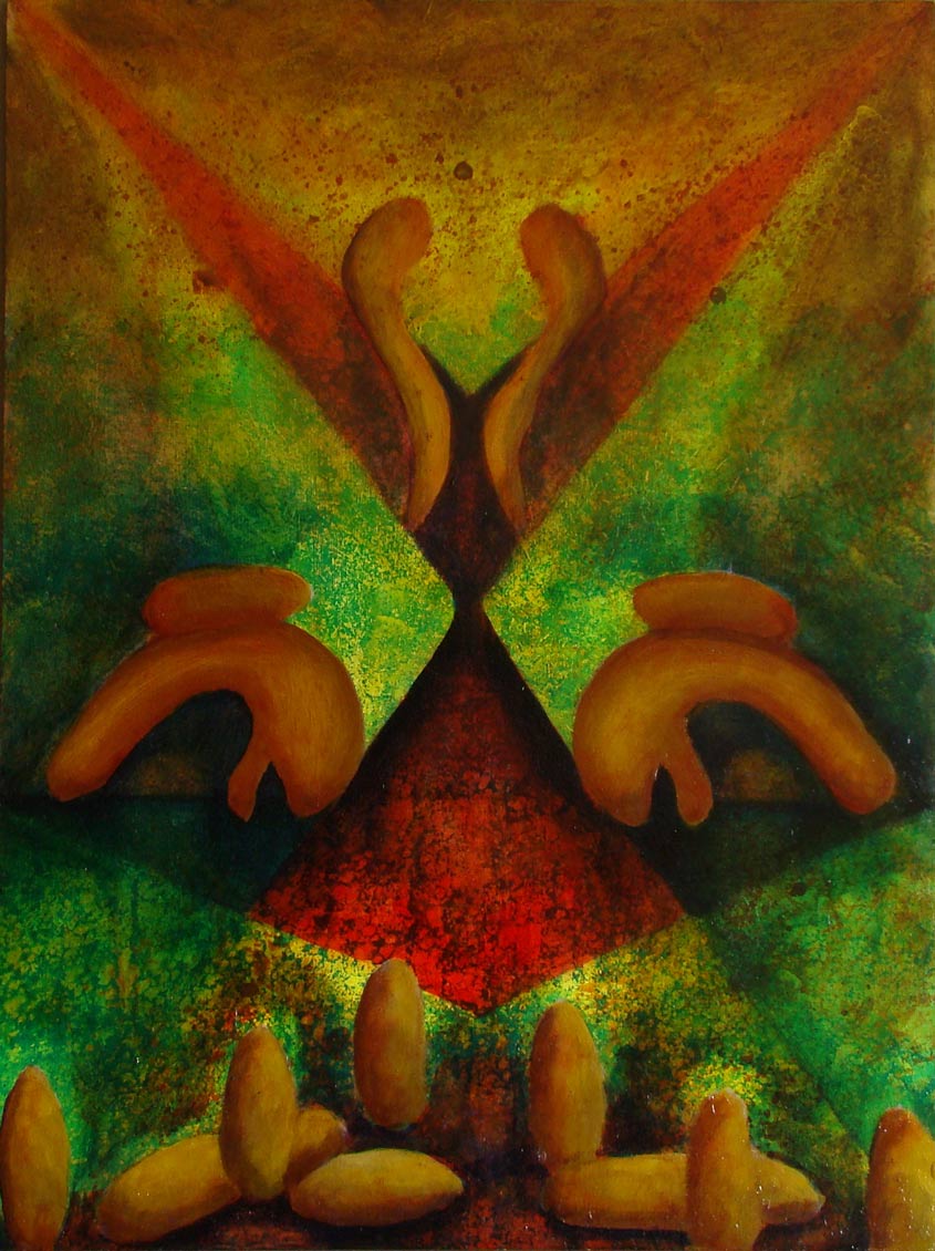 2023-5. Imagine 19.<br>40x30 cm. Olieverf op hardboard. </br>