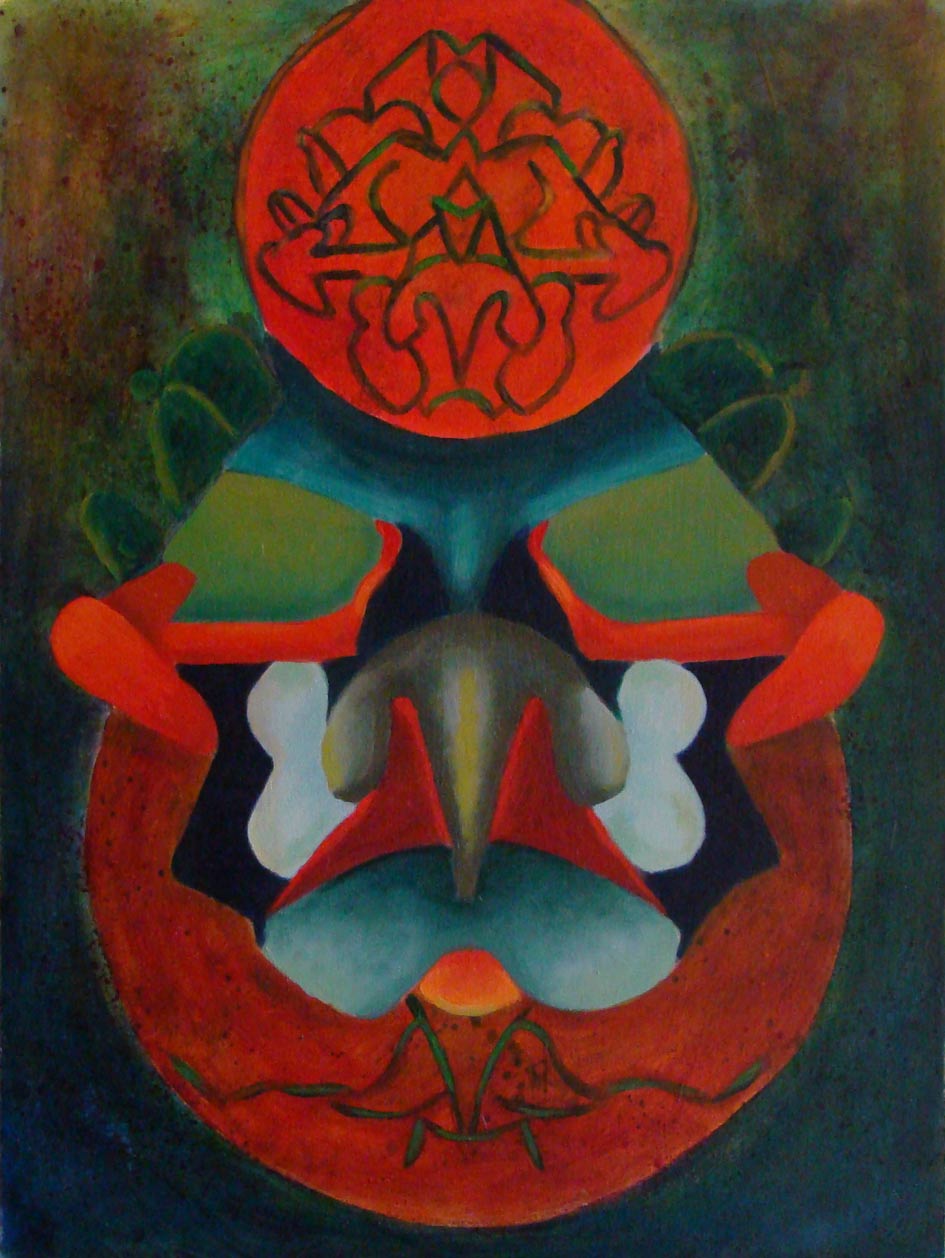 2023-8. Balanced. <br>40x30 cm. Olieverf op hardboard. </br>