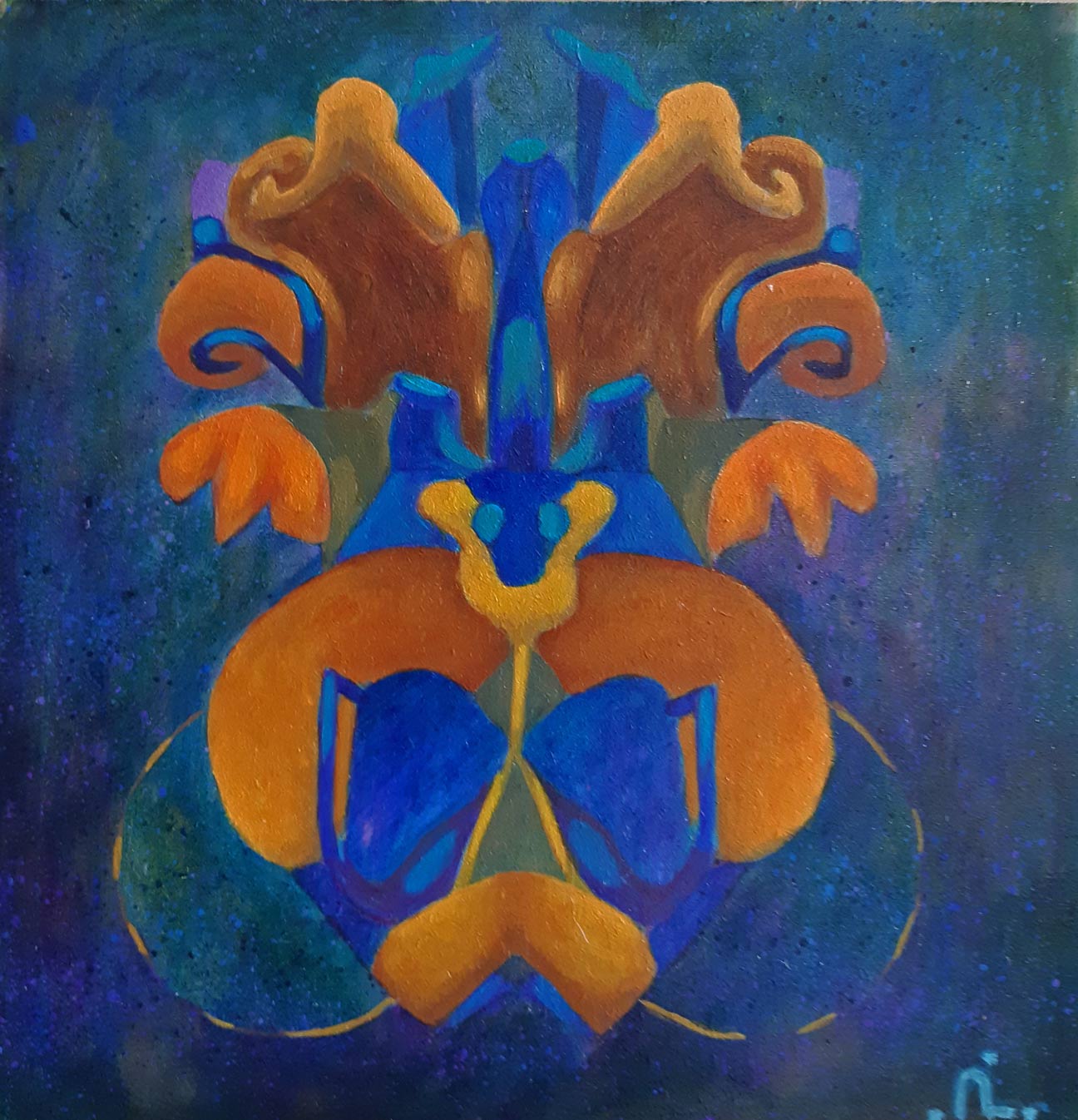 2023-9. Imagine 20.<br>30x29cm. Olieverf op hardboard. </br>