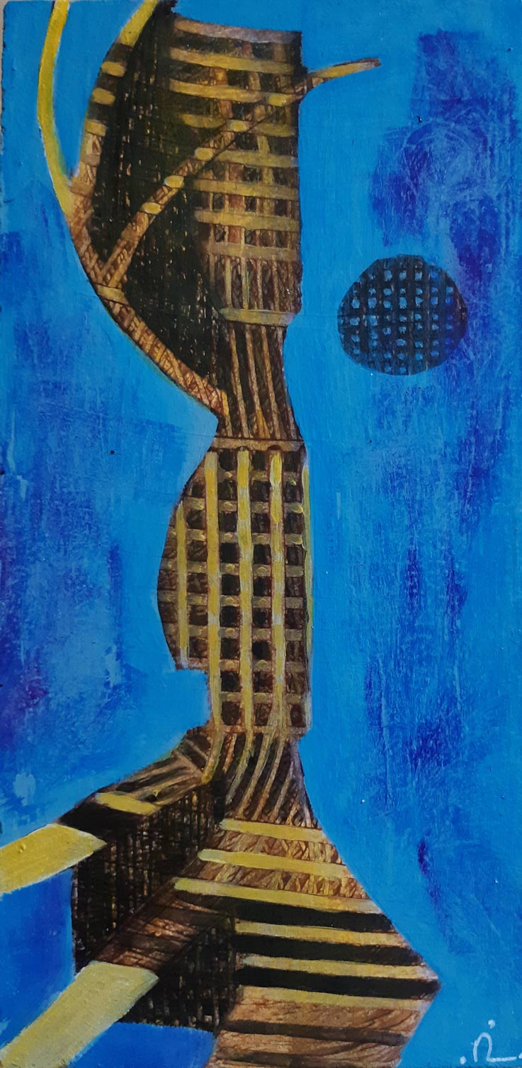 2023-17. Manhattan Blues. <br>40x20cm. Acryl op hardboard. </br>