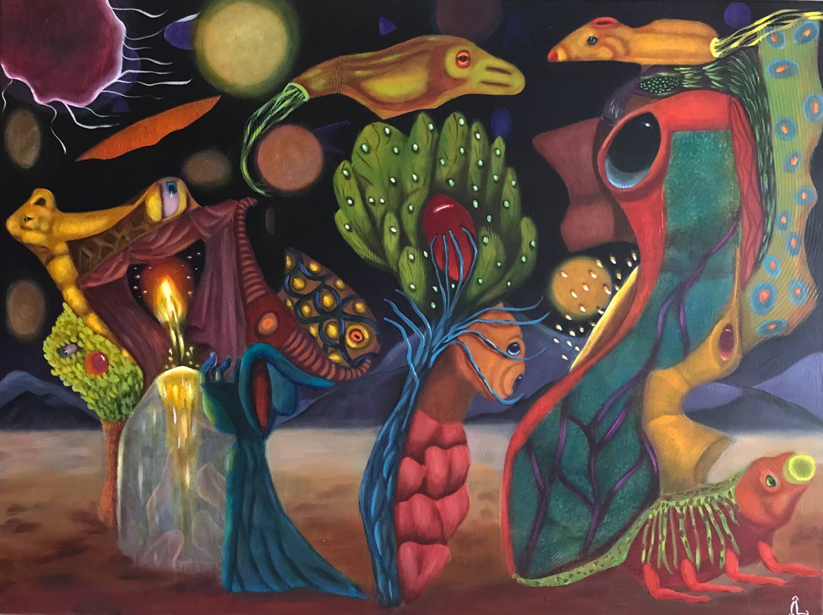 2024-7. Galactic Stride Through Infinity.<br>60x80cm. Olieverf op doek.</br>