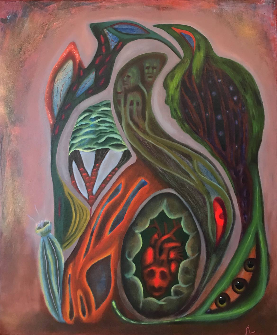 2024-11. When Fear strikes the Heart.<br> 60x50cm. Olieverf op doek</br>