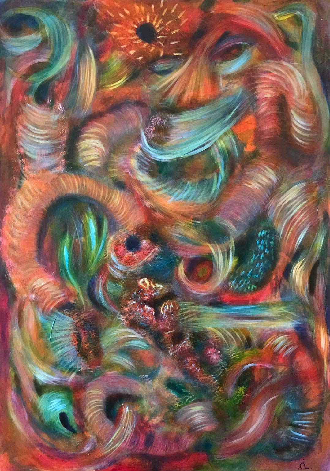 2025-4. Dancing Colors in the Heart of Springtime. <br>70x50 cm. Acryl op doek.</br>