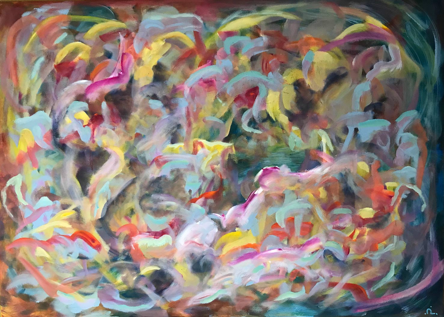 2025-5. The Seventh Dimension.<br>50x70 cm.  Acryl op doek.</br>