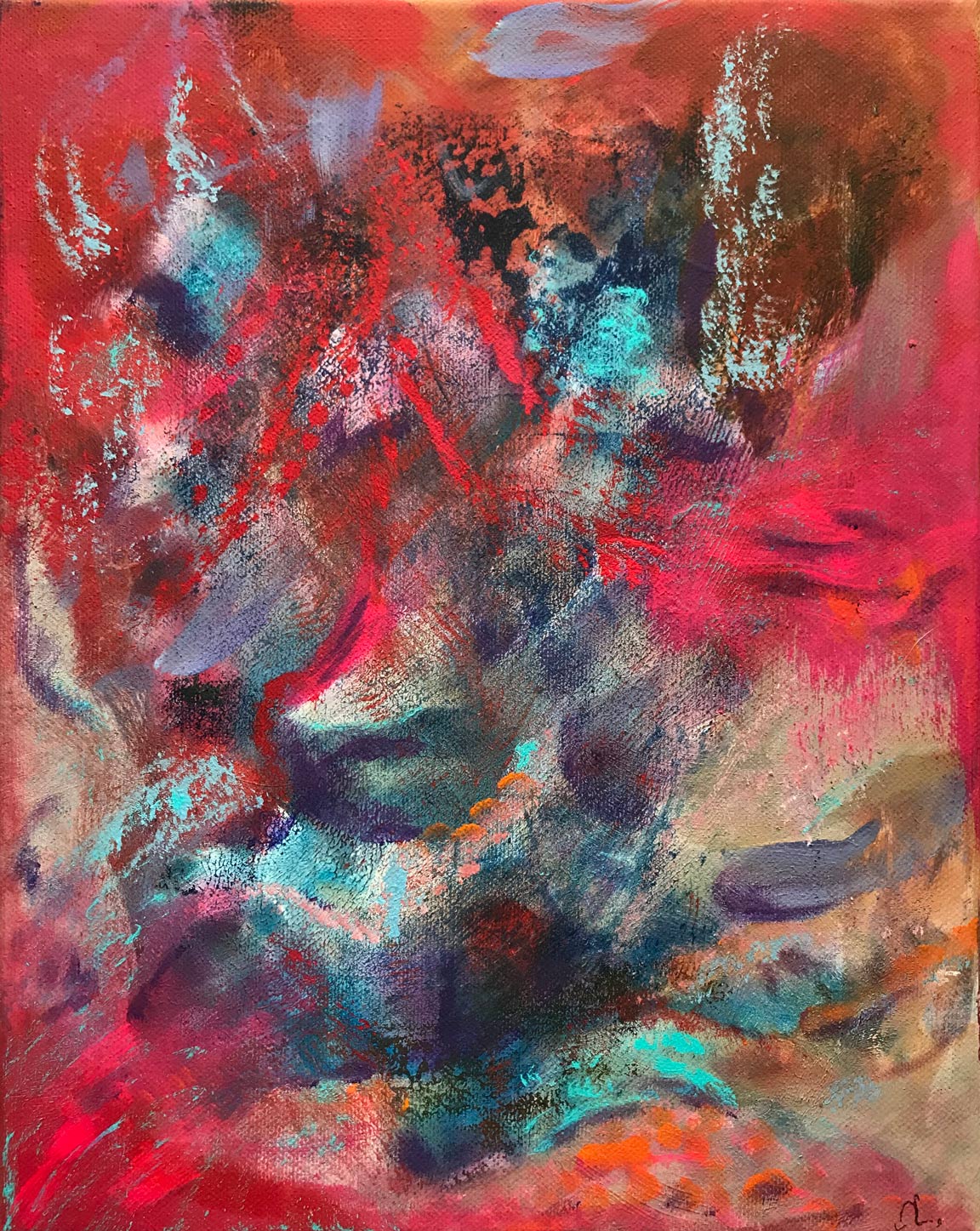 2025-6. Maskerade.<br>30x24 cm. Acryl op doek. </br>